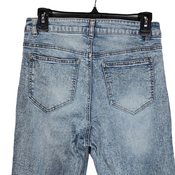 Noisy May Womens Jeans 29 High Rise Straight Leg Distressed Raw Hem Denim Chic - Picture 10 of 13